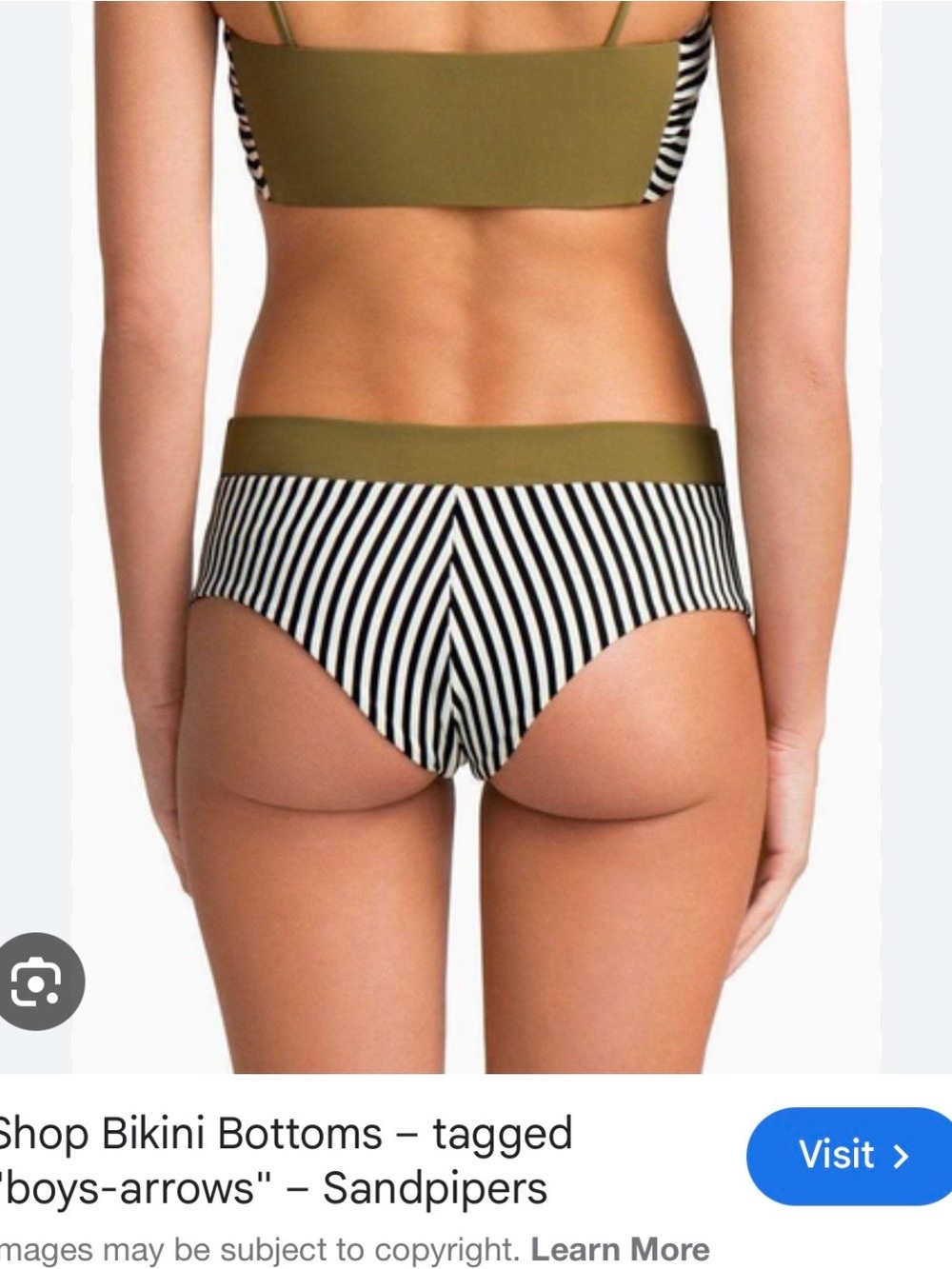 Boys + Arrows Striped Navy & White Bikini with Olive Trim - Picture 7 of 7